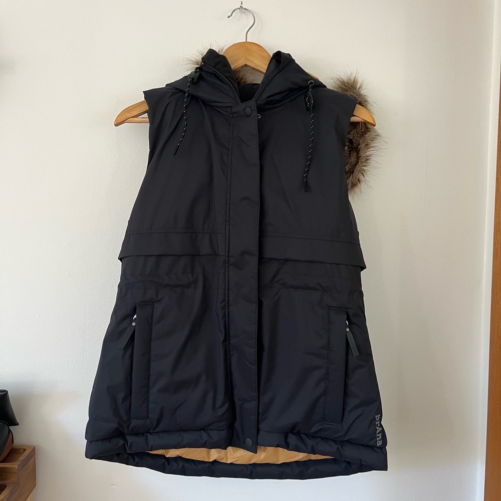 NWT Prana Down Puffer Vest with Fur Trim